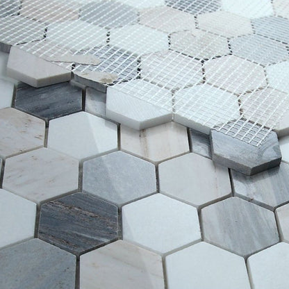 Elysium Tiles Hexagon Beach (2" x 2" Pieces) 11.75" x 12" Marble Mosaic Tile