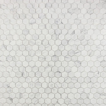 Elysium Tiles Hexagon Calacatta White Polished (2" x 2" pieces) 11.75" x 12" Marble Mosaic Tile