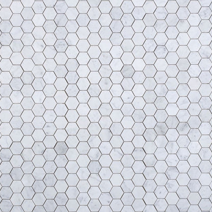 Elysium Tiles Hexagon Carrara Honed (2" x 2" pieces) 11.75" x 12" Marble Mosaic Tile