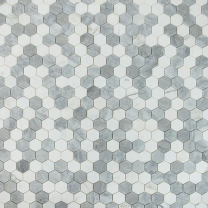 Elysium Tiles Hexagon City Grey (2" x 2" pieces) 11.75" x 12" Marble Mosaic Tile