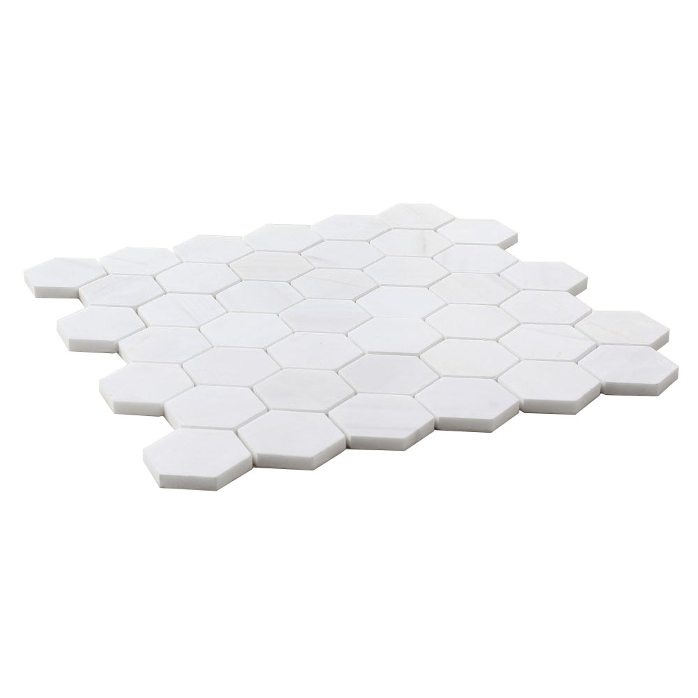 Elysium Tiles Hexagon Dolomite Honed (2" x 2" pieces) 12" x 12" Marble Mosaic Tile