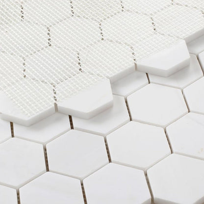 Elysium Tiles Hexagon Dolomite Honed (2" x 2" pieces) 12" x 12" Marble Mosaic Tile