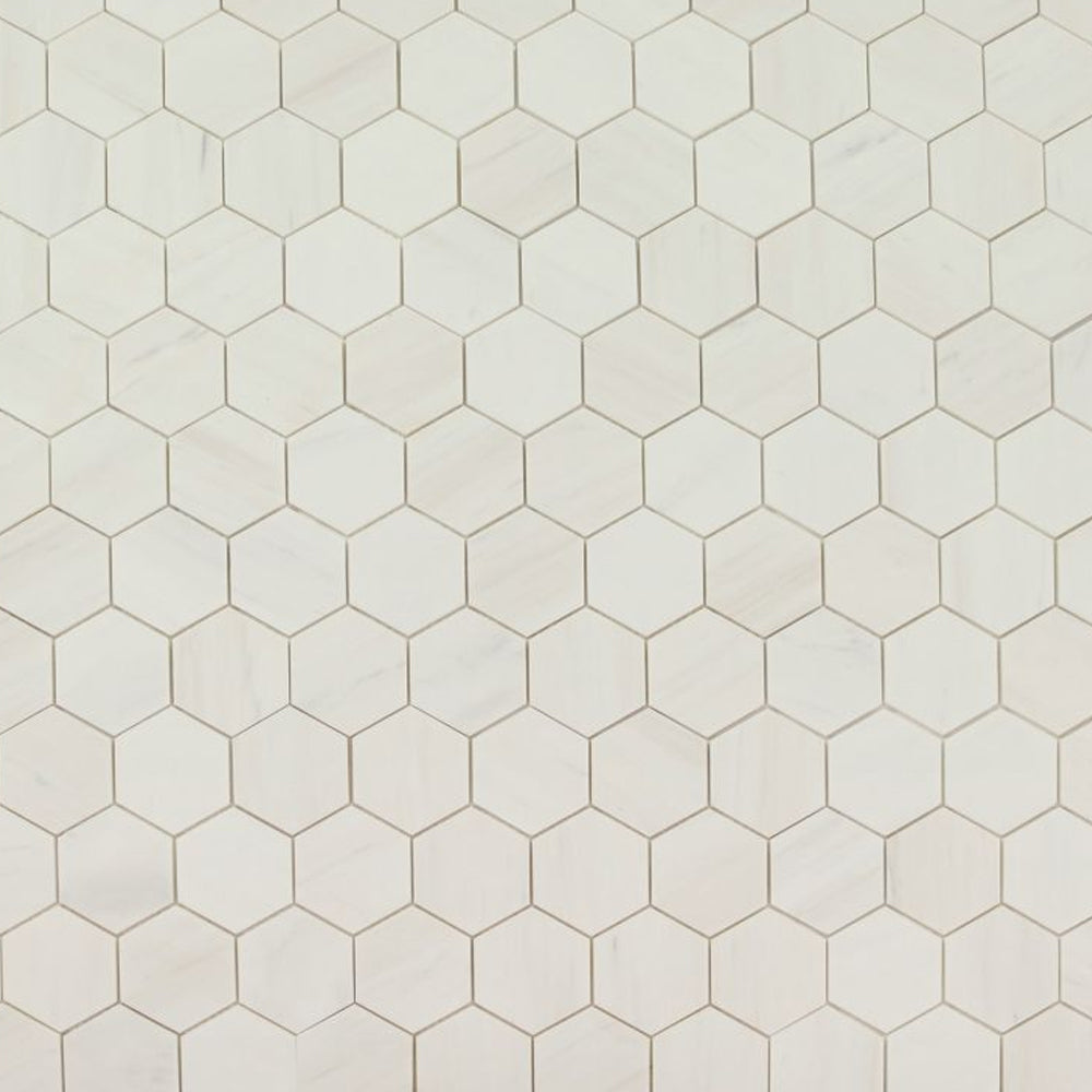 Elysium Tiles Hexagon Dolomite Honed (3" x 3" pieces) 10.25" x 11.75" Marble Mosaic Tile