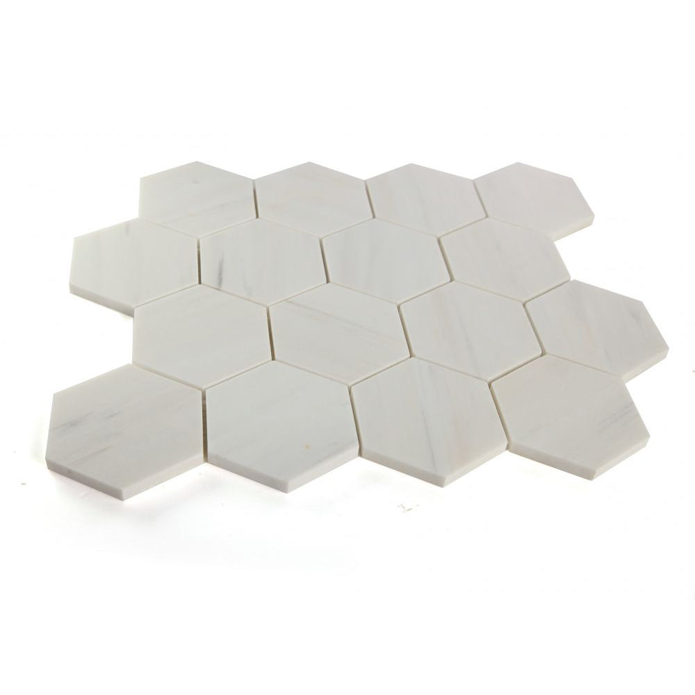 Elysium Tiles Hexagon Dolomite Honed (3" x 3" pieces) 10.25" x 11.75" Marble Mosaic Tile