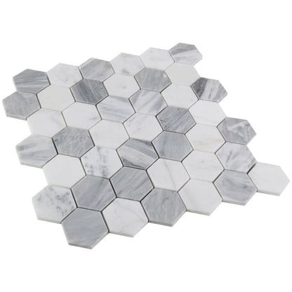 Elysium Tiles Hexagon Dusk (2" x 2" pieces) 11.75" x 12" Marble Mosaic Tile