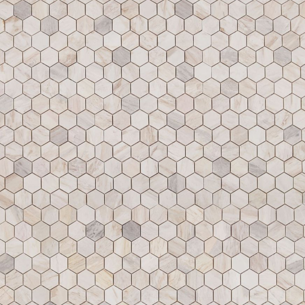 Elysium Tiles Hexagon Eura Polished (2" x 2" pieces) 11.75" x 12" Marble Mosaic Tile