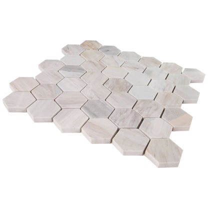 Elysium Tiles Hexagon Eura Polished (2" x 2" pieces) 11.75" x 12" Marble Mosaic Tile