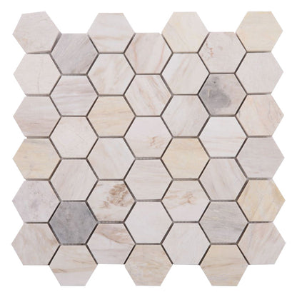 Elysium Tiles Hexagon Eura Polished (2" x 2" pieces) 11.75" x 12" Marble Mosaic Tile