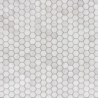 Elysium Tiles Hexagon Grey (2" x 2" pieces) 12" x 12" Marble Mosaic Tile