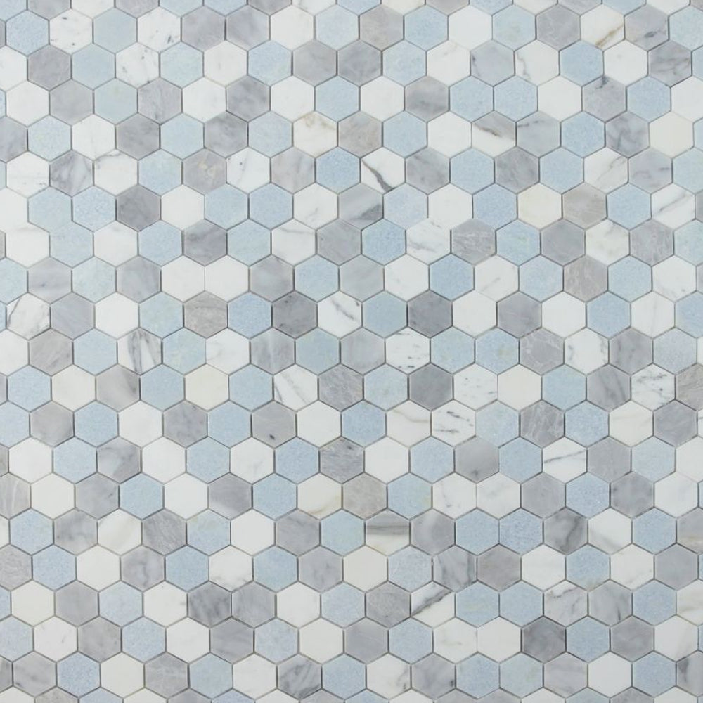 Elysium Tiles Hexagon Livid (2" x 2" pieces) 11.75" x 12" Marble Mosaic Tile