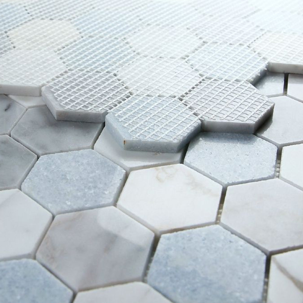 Elysium Tiles Hexagon Livid (2" x 2" pieces) 11.75" x 12" Marble Mosaic Tile