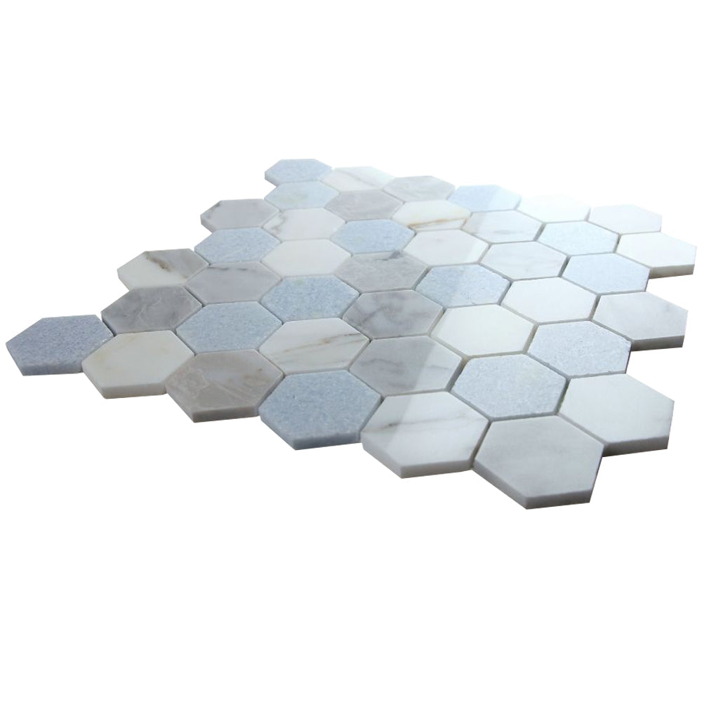 Elysium Tiles Hexagon Livid (2" x 2" pieces) 11.75" x 12" Marble Mosaic Tile