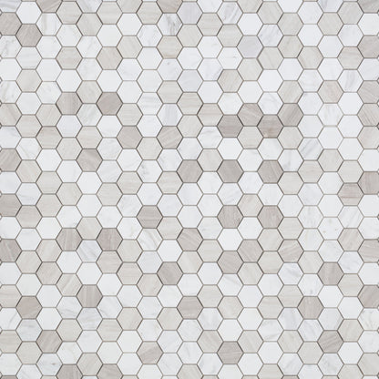 Elysium Tiles Hexagon Loft (2" x 2" pieces) 11.75" x 11.75" Marble Mosaic Tile