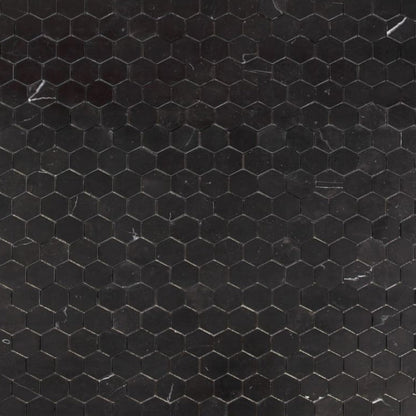 Elysium Tiles Hexagon Marquina Honed (2" x 2" pieces) 12" x 12" Marble Mosaic Tile