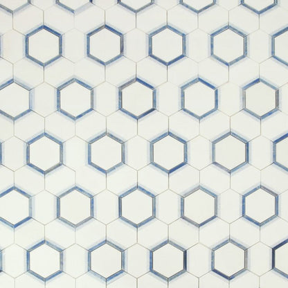 Elysium Tiles Hexagon Royal Sapphire 12" x 13.75" Marble Mosaic Tile