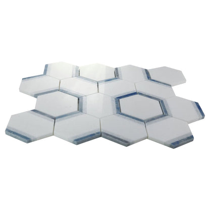 Elysium Tiles Hexagon Royal Sapphire 12" x 13.75" Marble Mosaic Tile