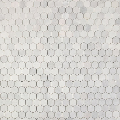 Elysium Tiles Hexagon Snow White Polished (2" x 2" pieces) 11.75" x 12" Marble Mosaic Tile