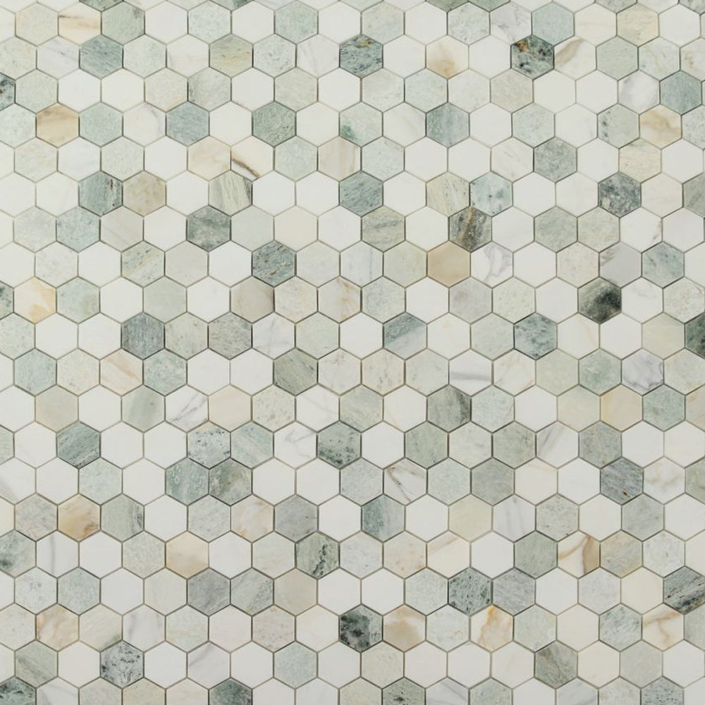 Elysium Tiles Hexagon Spring (2" x 2" pieces) 11.75" x 12" Marble Mosaic Tile