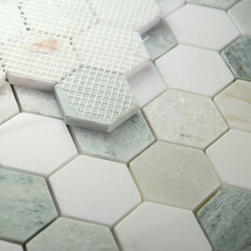 Elysium Tiles Hexagon Spring (2" x 2" pieces) 11.75" x 12" Marble Mosaic Tile