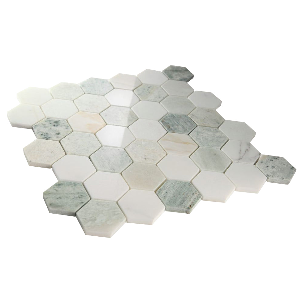 Elysium Tiles Hexagon Spring (2" x 2" pieces) 11.75" x 12" Marble Mosaic Tile