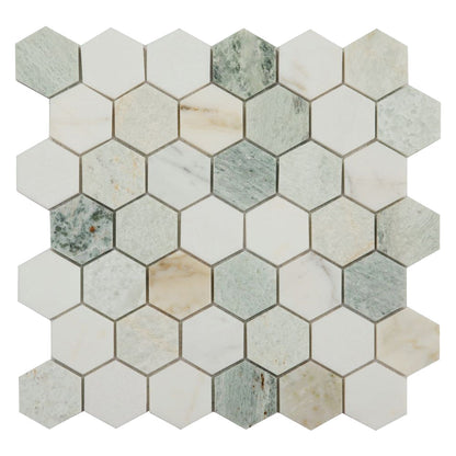 Elysium Tiles Hexagon Spring (2" x 2" pieces) 11.75" x 12" Marble Mosaic Tile