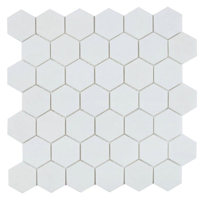 Elysium Tiles Hexagon Thassos Polished (2" x 2" pieces) 11.75" x 12" Marble Mosaic Tile