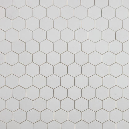 Elysium Tiles Hexagon Thassos Polished (3" x 3" pieces) 10.25" x 11.75" Marble Mosaic Tile