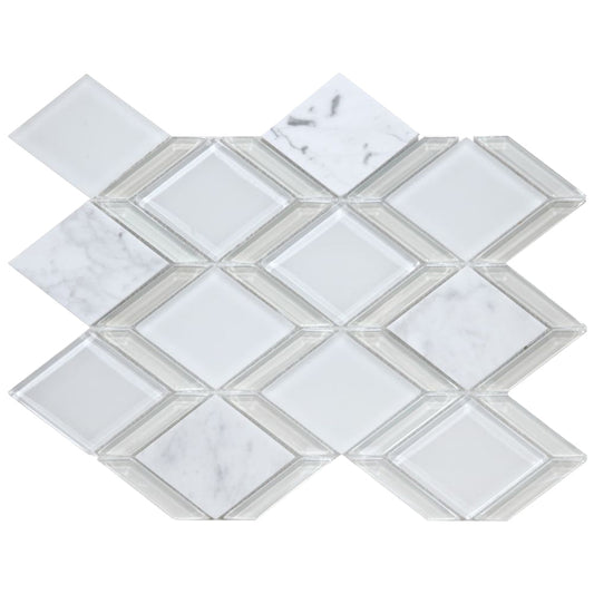 Elysium Tiles Howlite 10" x 13.25" Marble and Glass Mosaic Tile