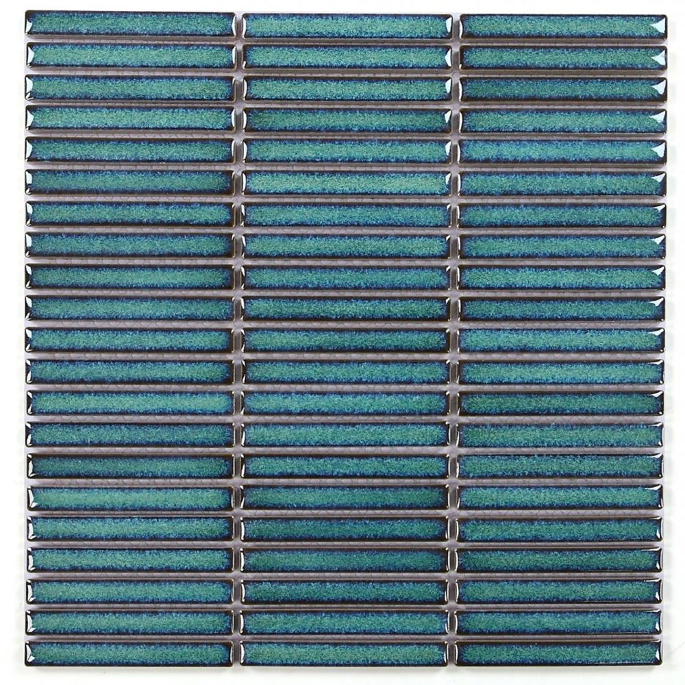 Elysium Tiles Hulu Turquoise Band 11" x 11.5" Porcelain Mosaic Tile