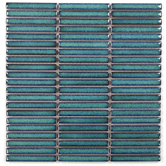 Elysium Tiles Hulu Turquoise Band 11" x 11.5" Porcelain Mosaic Tile