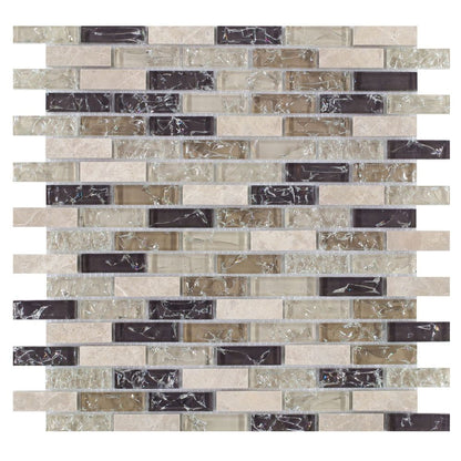 Elysium Tiles Icy Grey Stack 11.75" x 12" Glass and Marble Mosaic Tile