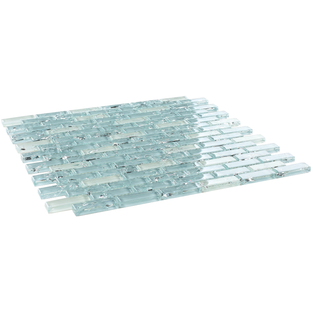 Elysium Tiles Icy Ocean Stack 11.75" x 12" Glass Mosaic Tile