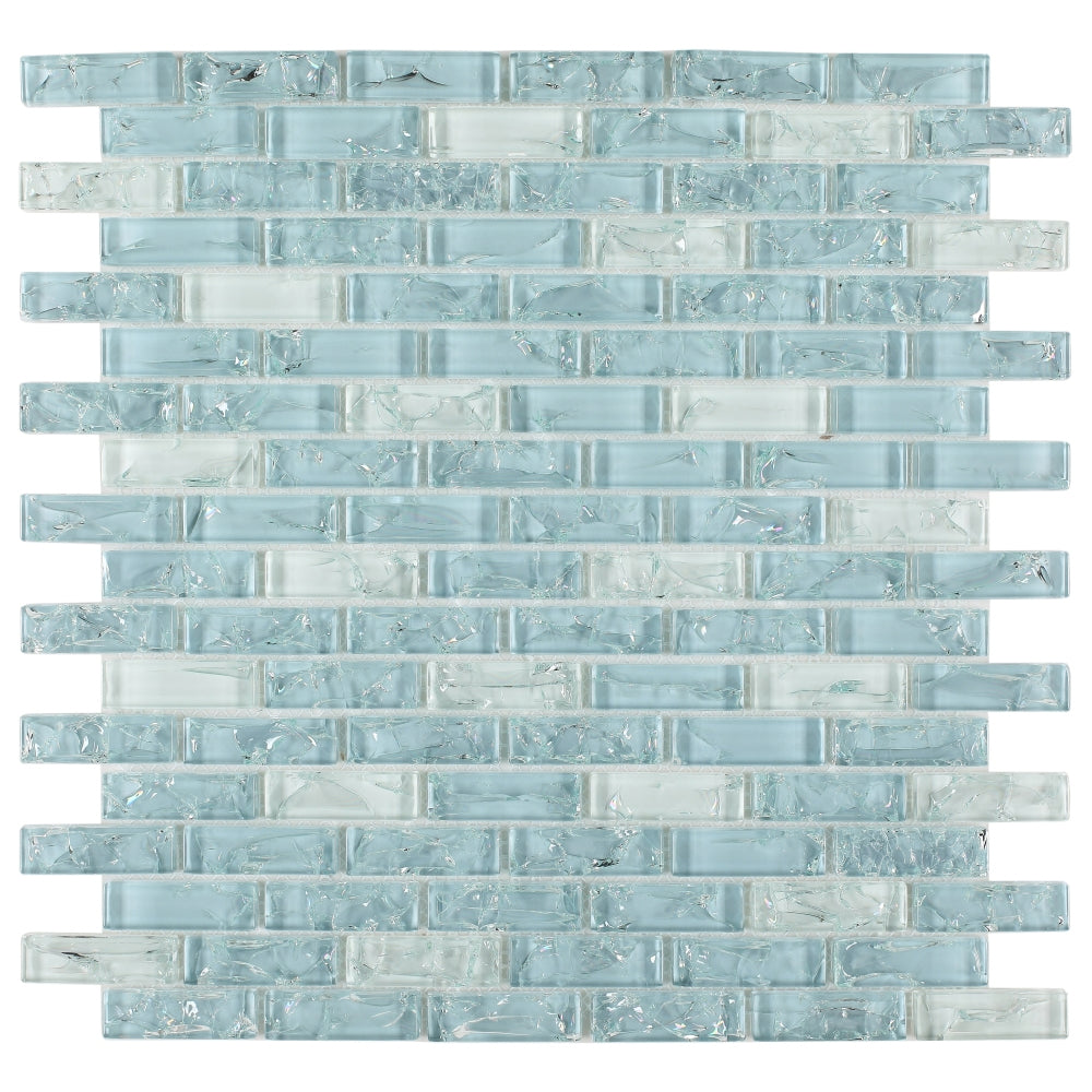 Elysium Tiles Icy Ocean Stack 11.75" x 12" Glass Mosaic Tile