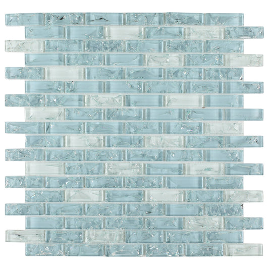 Elysium Tiles Icy Ocean Stack 11.75" x 12" Glass Mosaic Tile