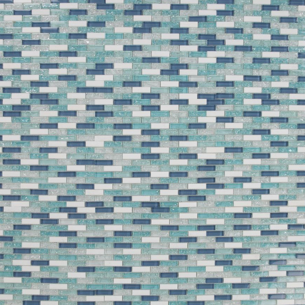 Elysium Tiles Icy Royal Blue 11.75" x 12" Glass and Marble Mosaic Tile