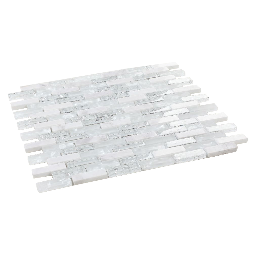 Elysium Tiles Icy Stack 11.75" x 12" Glass and Marble Mosaic Tile