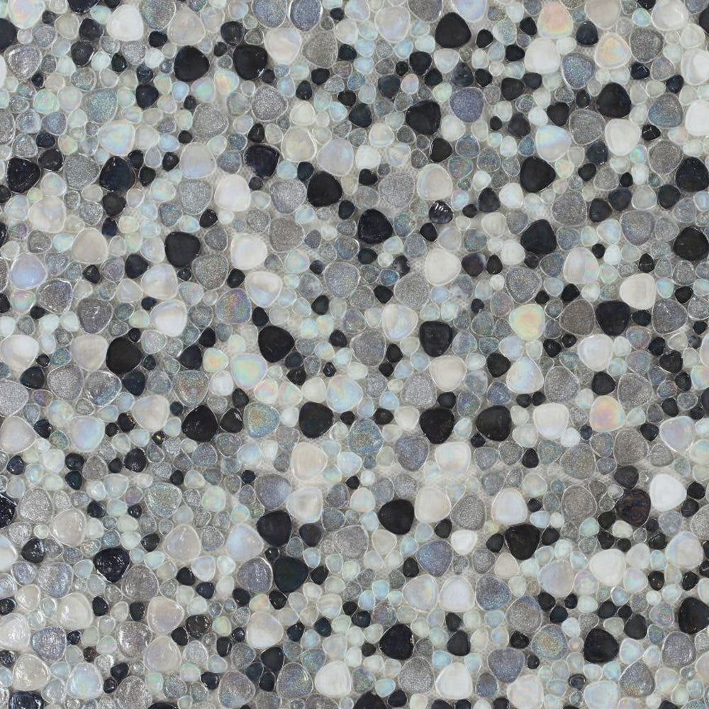 Elysium Tiles Inari Grey Pebble 12" x 12" Glass Mosaic Tile