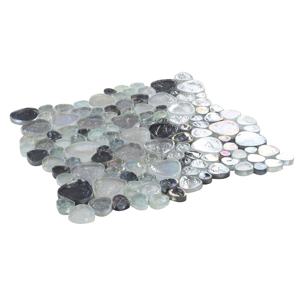 Elysium Tiles Inari Grey Pebble 12" x 12" Glass Mosaic Tile