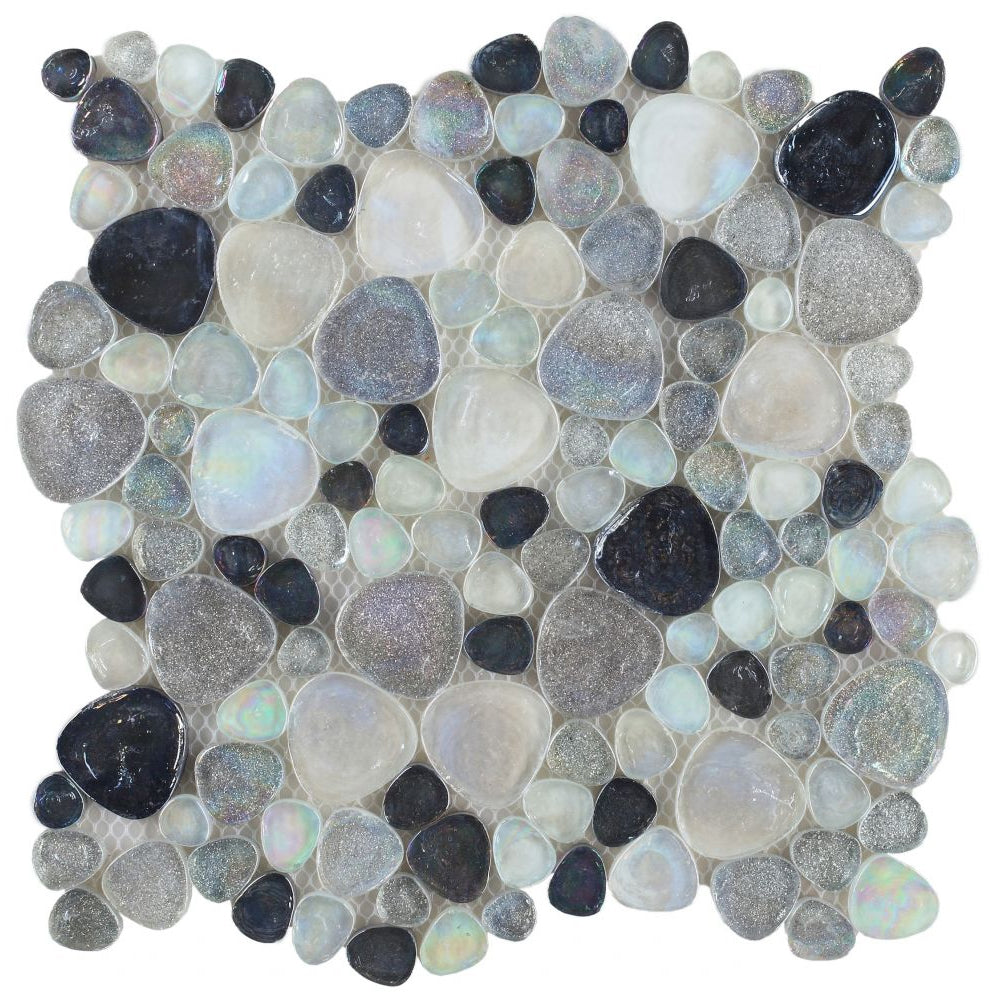 Elysium Tiles Inari Grey Pebble 12" x 12" Glass Mosaic Tile