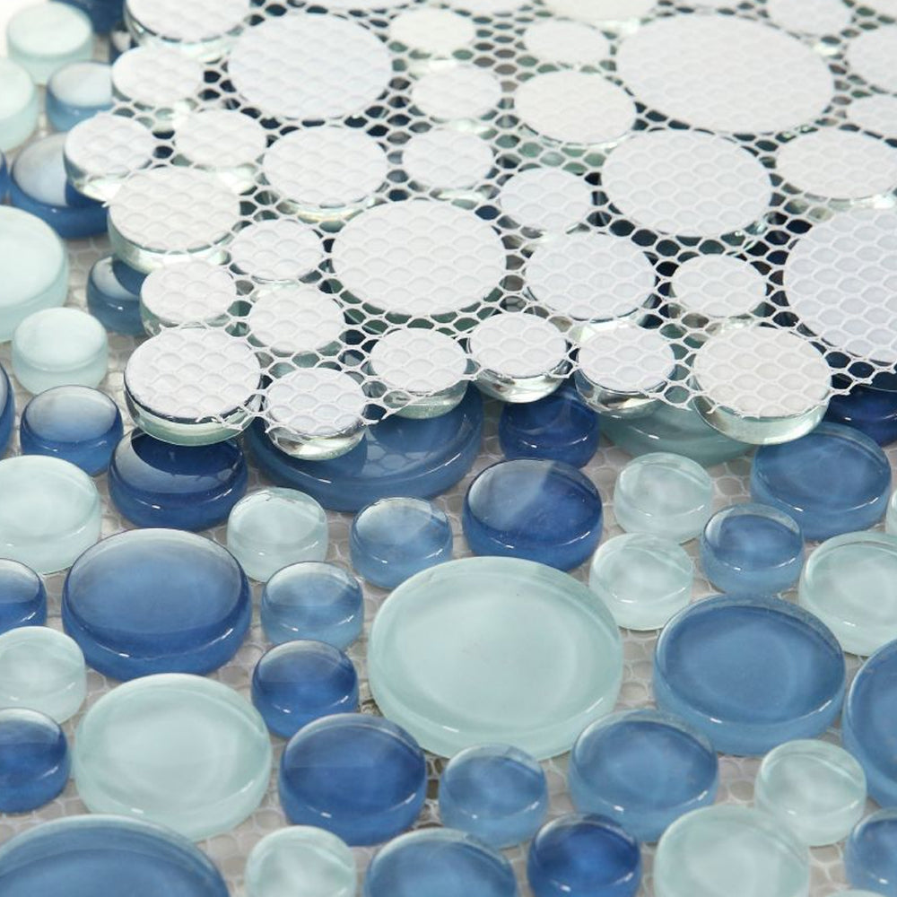 Elysium Tiles Lady Blue 10.75" x 10.75" Glass Mosaic Tile