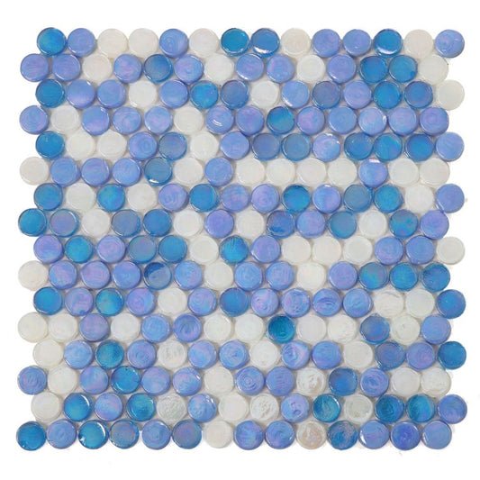 Elysium Tiles Laguna Beach Penny 11.25" x 11.25" Glass Mosaic Tile