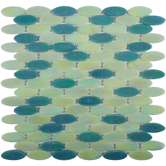 Elysium Tiles Laguna Green 12" x 12" Glass Mosaic Tile