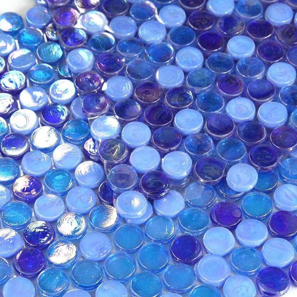 Elysium Tiles Laguna Ocean Penny 11.25" x 11.25" Glass Mosaic Tile