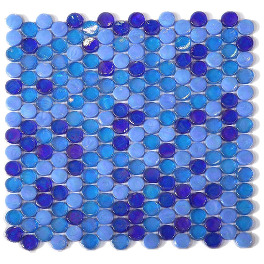 Elysium Tiles Laguna Ocean Penny 11.25" x 11.25" Glass Mosaic Tile