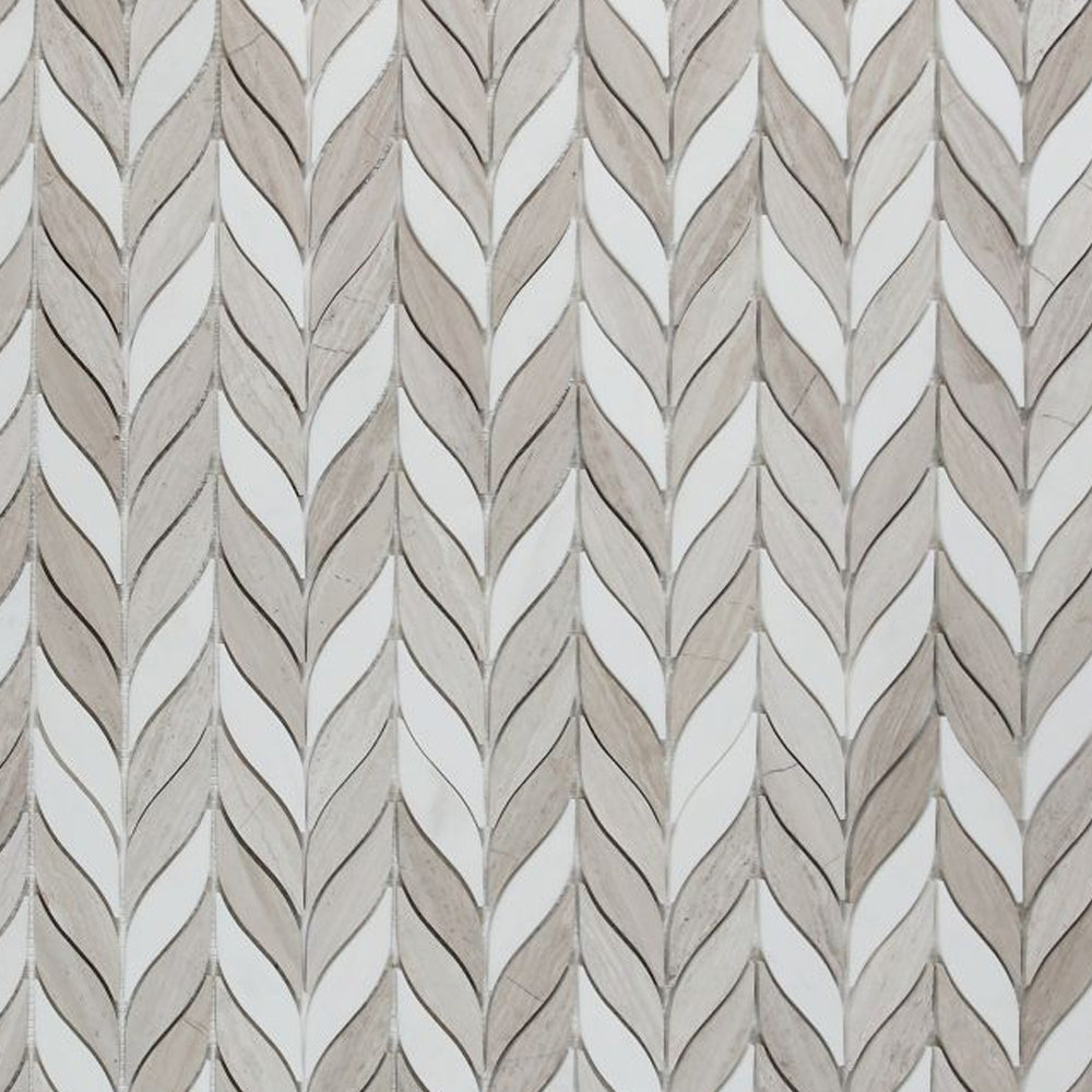 Elysium Tiles Leaf Haisa 10" x 12" Marble Mosaic Tile