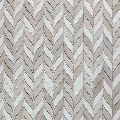 Elysium Tiles Leaf Haisa 10" x 12" Marble Mosaic Tile