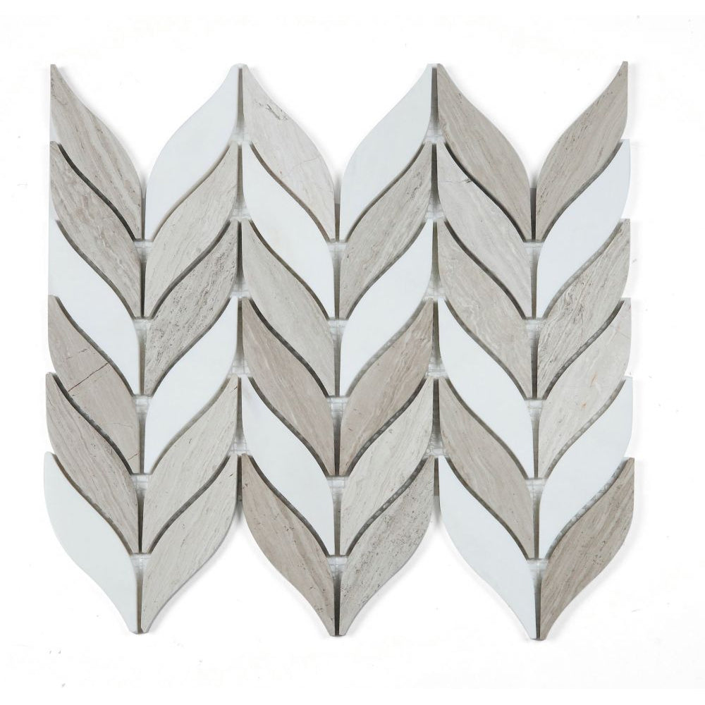 Elysium Tiles Leaf Haisa 10" x 12" Marble Mosaic Tile