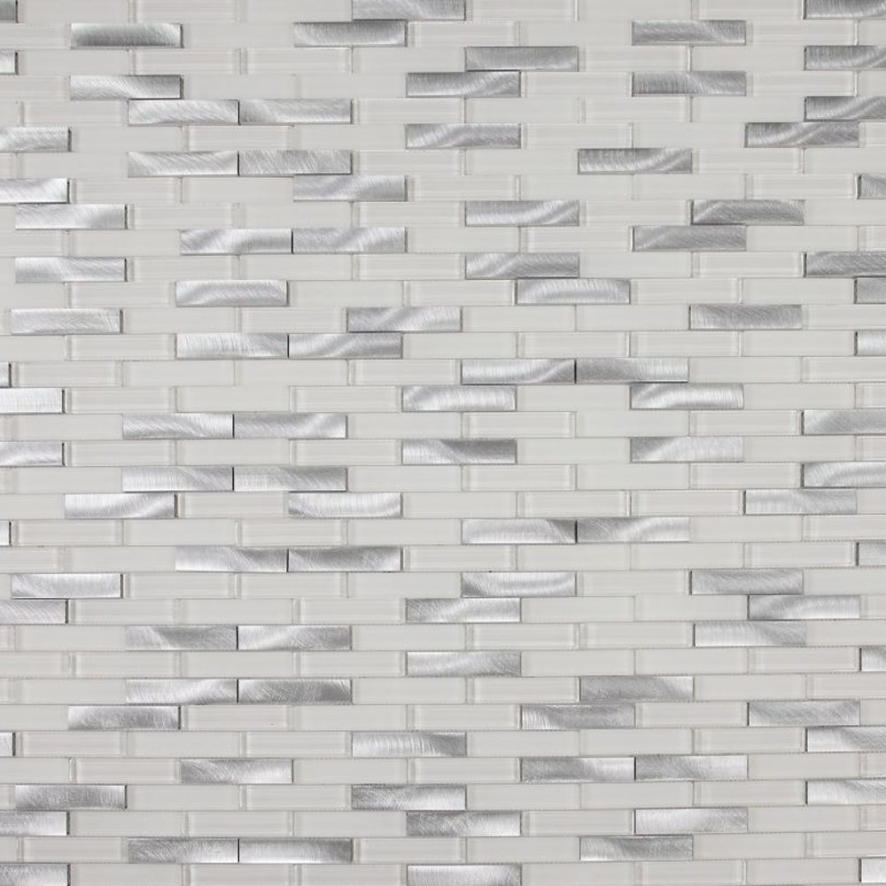 Elysium Tiles Linear Aluminum 11.75" x 11.75" Glass and Aluminum Mosaic Tile