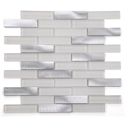 Elysium Tiles Linear Aluminum 11.75" x 11.75" Glass and Aluminum Mosaic Tile