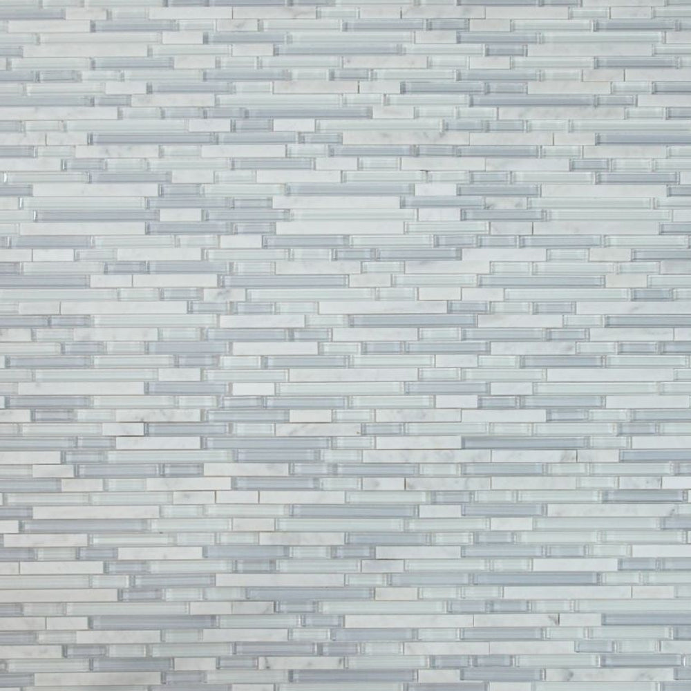 Elysium Tiles Linear Grey Label 11.75" x 11.75" Marble and Glass Mosaic Tile